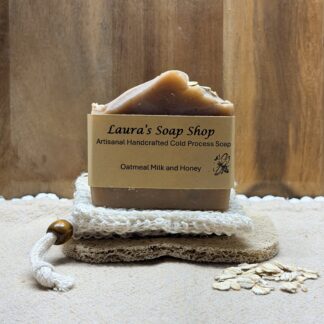 Soap Bundle - Oatmeal Milk and Honey Soap, Sisal Soap Bag, Soap Saver Holder